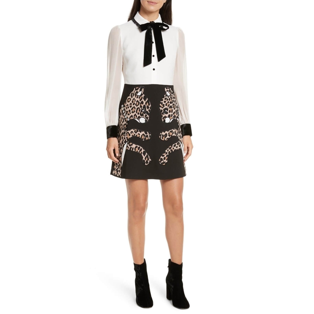 kate spade new york Run Wild  Leopard Cheetah Appliqué Mini Shirtdress 4